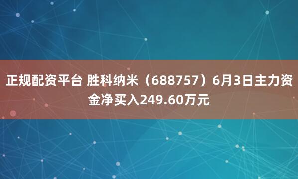 正规配资平台 胜科纳米（688757）6月3日主力资金净买入249.60万元